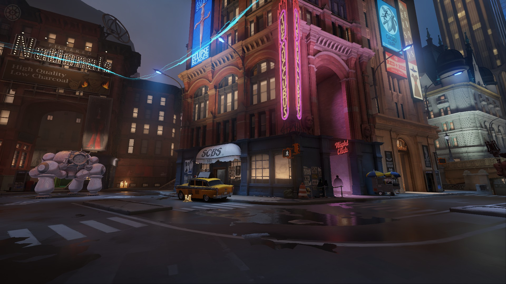 A Walker defending a neon-lit Broadway lane in the City Never Sleeps map